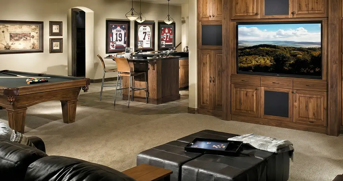 finished basement remodeling project transforming a basement into a comfortable living space in St Paul, MN