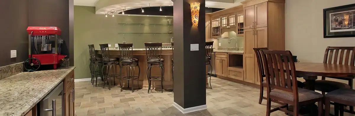 modern basement remodeling with custom finishes and open layout in a home in St Paul, MN