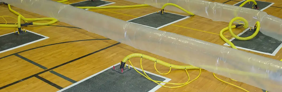 water clean up drying system set up to remove moisture and prevent further damage in St Paul, MN